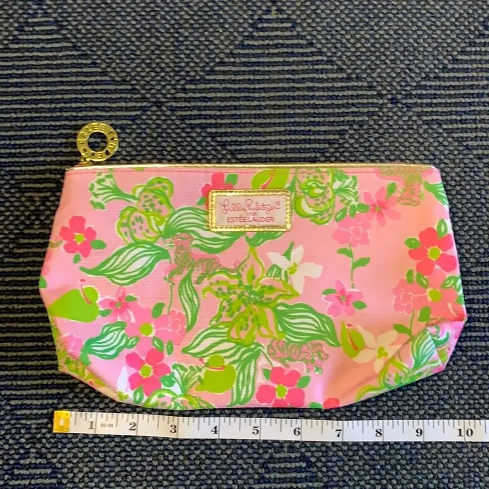Lilly Pulitzer Bag Estee Lauder Cosmetic Makeup Bag Pink Tiger Pattern